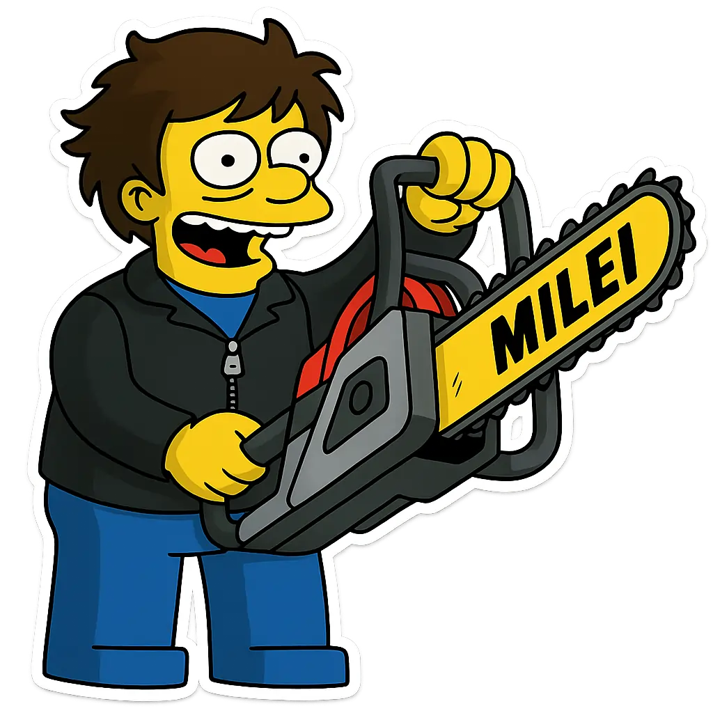 Milei Simpsons Style with Chainsaw